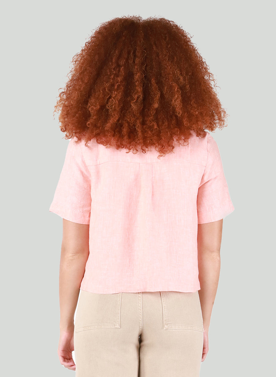 Chemise à manches courtes rose pamplemousse - Dex