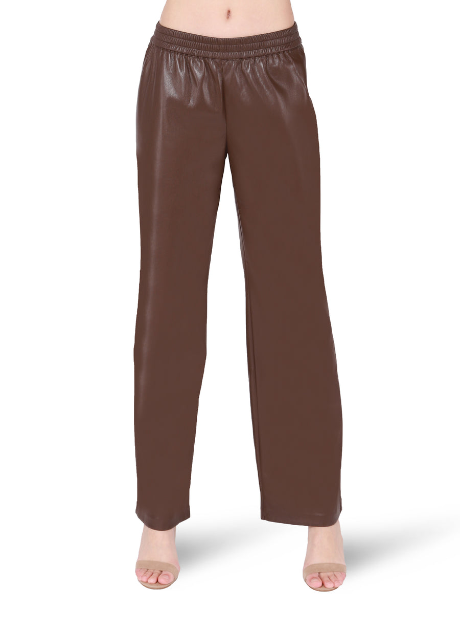 Pantalons en faux cuir marron - Dex
