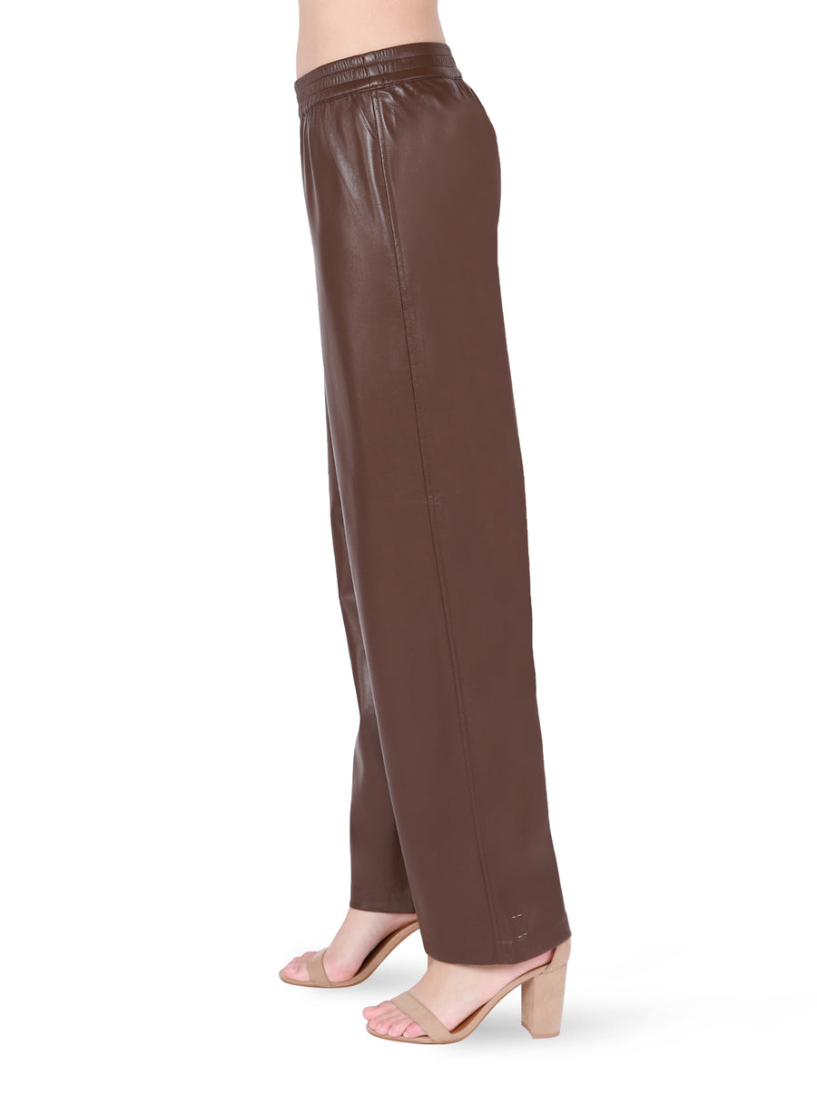 Pantalons en faux cuir marron - Dex